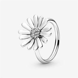 Nieuwe Merk Hoge Poolse Band Ring 925 Sterling Zilver Pave Daisy Bloem Verklaring Ring Voor Vrouwen Trouwringen Mode-sieraden 273g