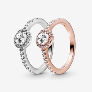 Nouvelle marque haute bande polonaise anneau 925 en argent Sterling classique étincelle Halo anneau pour les femmes anneaux de mariage bijoux de mode