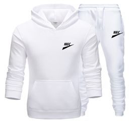 Nouvelle marque hommes survêtement loisirs sweats à capuche pantalons deux pièces ensembles vêtements de sport laine sweats Jogging hommes ensembles survêtements