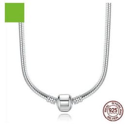 Nieuw merk ketting 925 Sterling Silver Simple Snake Necklace Fit Original Pandora Women Charm Bead Pendant voor vrouwen DIY sieraden