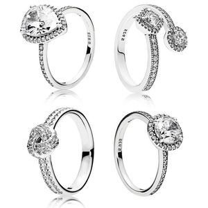 Nieuwe gloednieuwe authentieke Sterling Sier grote peer geslepen witte topaas Cz Diamond Eternity Party vrouwen bruiloft verlovingsband ring