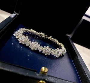 Nieuw merk Pure 925 Sterling Silver Jewelry for Women Crystal Clover Bracelet Praty Wedding Sieraden Cute 925 Bracelet8880266