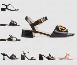 Nieuwe merk Sandalen G-serie Classic Style Details Perfecte aangepaste stof/lederen schapenvacht Voering Designer Dames Sandalen Flat Shoes Hoge Hakken Buitenschoenen 35-42