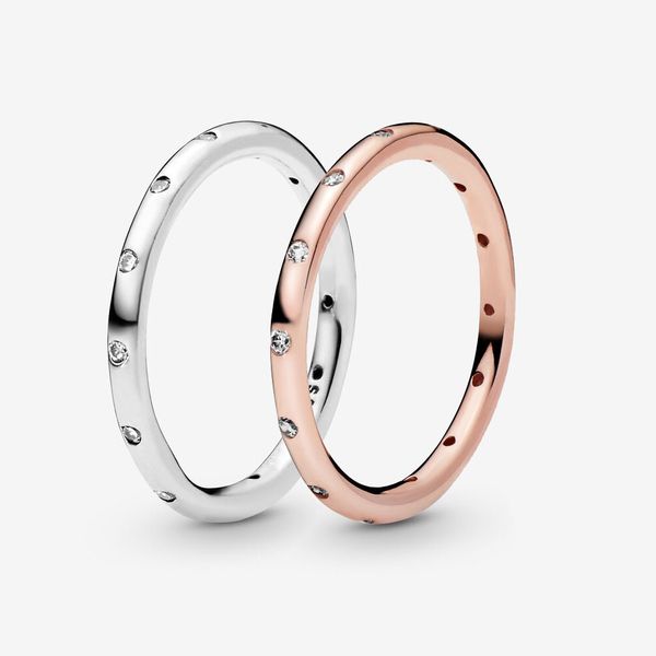 Anillo de banda brillante Simple de nueva marca, anillo de plata de ley 925 de alto pulido con Zirconia cúbica para mujer, anillos de boda, joyería de moda