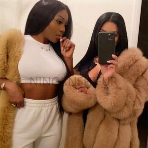 Nieuw merk Winter Real Fur Women Coats Natural Echte Female Fur Jacket 75 cm Long Oneck Bur Coat Hoge kwaliteit 201016