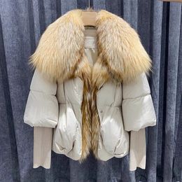 Nouvelle marque hiver femmes manteau chaud surdimensionné réel col de fourrure de renard épais luxe survêtement nouvelle mode doudoune