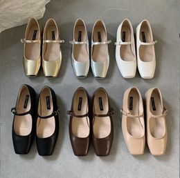 Chaussures plates à bout carré pour femmes, nouvelle marque, chaussures Mary Jane peu profondes, souples et décontractées, chaussures de Ballet à Slingback