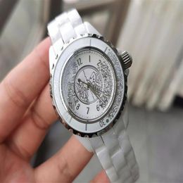 Nieuw merk Women Men Parp Ceramic Watch Totem Design Dial 12 Series beroemde merk Logo Clock Lady Watches 33mm 38mm265f