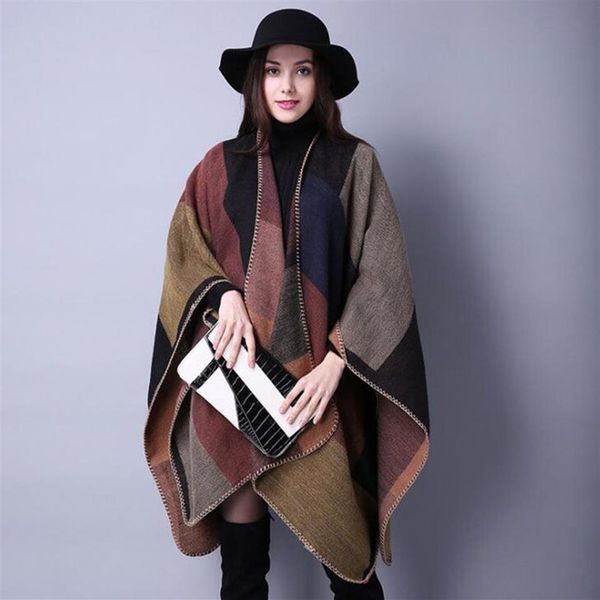 Poncho d'hiver pour femmes, nouvelle marque, couverture Vintage, châle en tricot, Cape, écharpe en cachemire, 255V
