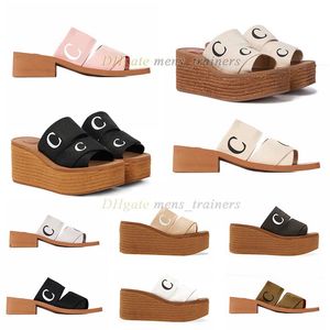 Nouvelle Marque Femmes Designer Sandales Woody Mules Plat Pantoufle Lady Lettrage Tissu Extérieur En Cuir Semelle Diapositive Sandale Plage Chaussures Grande Taille 42