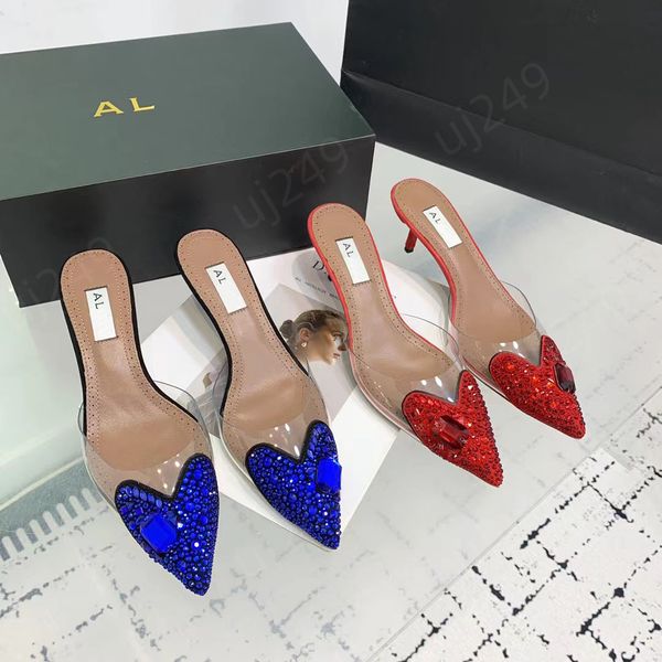 Nouvelles marques pointues orteils pompes Slingback Stiletto chaussures Femmes Hasp High Heels Sling Back Back 6 cm avec boîte de boîte 35-42