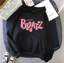 Nouveau Bratz Sweatshirt Womens undefined White Top Hooded Long Sleeve Print Graphic vêtements à capuche