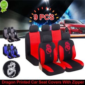 Nieuwe ademende Dragon Gedrukte autostoeltjes Volledig deksels Zet achterbank met rits Universal Covers Protector Wasbaar voor Citro_nc5 Kia