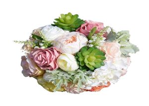 Nieuwe bruidsboeketten voor boshuwelijk met rozenprobele Succulenten Bladeren Handgemaakte kunstmatige trouwboeketten BWB0216455109
