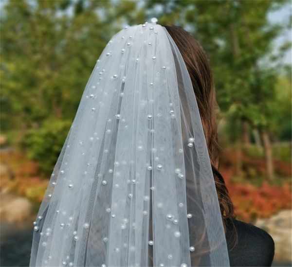 Nouveaux voiles de mariage de mariée avec perles lourdes en dentelle la moins chère en tulle veille de mariée 75cm15m3m