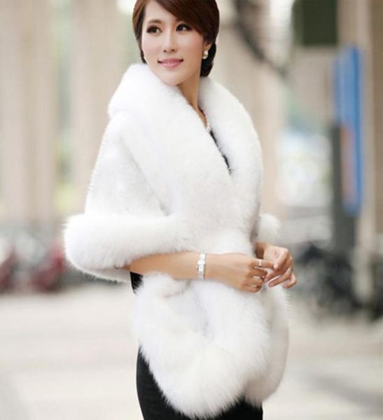 Nouvelle mariée Wraps hiver manteau de mariage fausse fourrure châles chauds vêtements d'extérieur noir bordeaux blanc Style coréen femmes veste de bal soirée Pa8274224