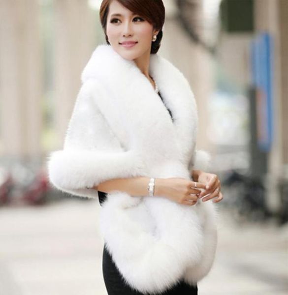 Nouveau manteau de mariée d'hiver manteau de mariage en fausse fourrure châles chauds vêtements d'extérieur noir bordeaux blanc style coréen femmes veste de bal soirée Pa4069098
