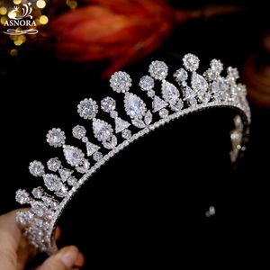 Nieuwe bruid hoofdtooi luxe water drop crown tiaras hoofdband vrouwen bruiloft haar sieraden hoofddeksel haar accessoire Asnora A01208 x0625