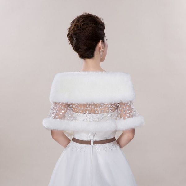 Nouvelle mariée châle automne hiver en peluche dentelle strass châles Cape écharpe robe de mariée accessoires