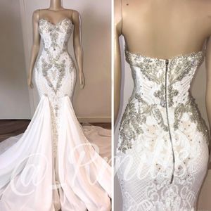 Landelijke stijl lieverd kralen zeemeermin avondjurken backless applique kant grote maat Boheemse avondjurken