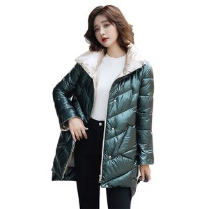 Nouvelle veste lumineuse vers le bas vêtements femmes coréen lâche longueur moyenne vers le bas épaissi manteau chaud mode vers le bas parka hiver 203 201103
