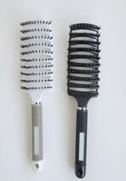 Nuevos cepillos para el cabello de cerdas para extensiones de cabello al calor antiestático de ventilación curva de barbero de barbero herramienta de peinado de peinado filas de dedo del tino plast5581130