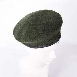 Nieuw Brits leger Beret Hat Type Officieren Wool Mens Ladies Sailor Dance Beret Hat Cap Lined Leather Band272T