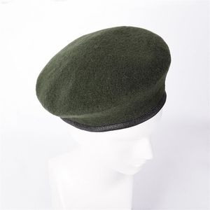 Nuevo sombrero de boina del ejército británico tipo oficiales de lana para hombres señoras marinero baile boina sombrero gorra de cuero forrado Band272T