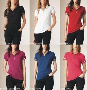 Nuevo estilo británico de verano para mujer, camisetas de manga corta 100% de algodón, moda informal para mujer y niña, polos de alta calidad, negro, rosa, S-XXL