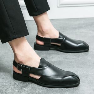 Sandales marron pour hommes, chaussures habillées avec sangle à boucle, faites à la main, noires, à la mode, taille 38 à 46, nouvelle collection