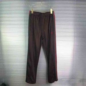 Nouveaux aiguilles marron Awge pantalons de jogging 2020 rayures rouges pantalons d'aiguille hommes femmes Hip Hop haute qualité Awge pantalon T220721