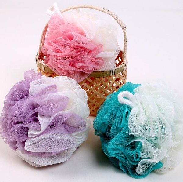 Nouvelle fleur de bain moussant avec corde suspendue délicate et douce boule de bain 53g grande couleur assortie fleurs de bain serviette de lavage produit en gros