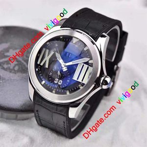 New Bubble Watch 3 Color Automatic Mens Watch with Date Black Leather Strap Watches325a