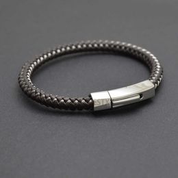 Bracelet tressé en cuir marron pour hommes et femmes, nouvelle boucle en acier inoxydable, mélange de fils, bijoux Punk, cadeau pour hommes