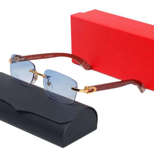 Nouvelles lunettes de soleil en corne de buffle mode carti lunettes sport lunettes de soleil pour hommes femmes rectangle sans monture lunettes avec boîtes cas lunettes hommes lunettes de soleil