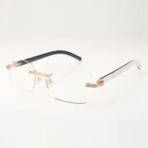 Nouvelles montures de lunettes Buffs 0286 avec des bâtons de cornes de buffle hybrides naturelles et des lentilles claires de 56 mm 0286O meilleure qualité
