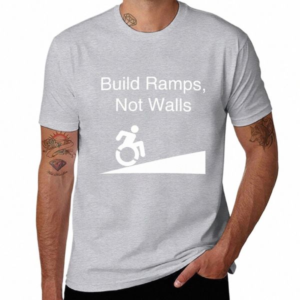 Nueva construcción Rampas no paredes Derechos de discapacidad Camiseta Top de verano Camisetas de talla grande Ropa estética Camisetas blancas lisas Hombres v1hq #