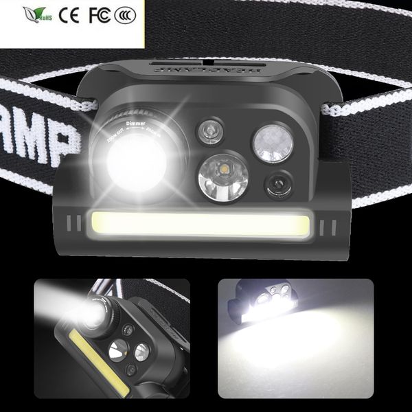 Nouveau intégré 18650 batterie Usb Rechargeable capteur de lumière de travail XP-G Q5 Zoomable lampe frontale lampe frontale phare étanche 2500lm Led