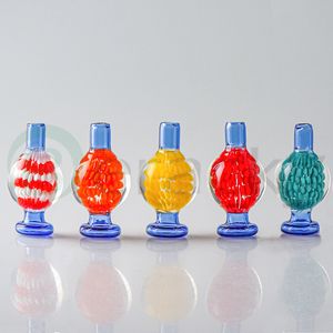 Nouveau Capuchon De Carb De Bulle De Verre De Fleur Intégré Fumée 26mmOD Heady Stripe Caps Pour Bord Biseauté Quartz Banger Nails Verre Eau Bongs Dab Rigs