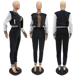 Nouveau gros en vrac Baseball uniforme survêtements femmes deux pièces ensembles automne hiver tenues Bomber veste et pantalons de survêtement correspondant survêtements décontracté Jogger costumes 8678