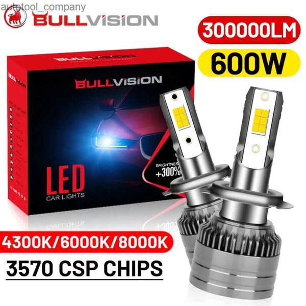 Nuevo Bullvision H4 H7 LED Canbus 300000LM 600W 3570 CSP faro de coche H1 H11 bombilla LED 9005 9006 HB3 HB4 9012 HIR2 luces antiniebla automáticas 12V