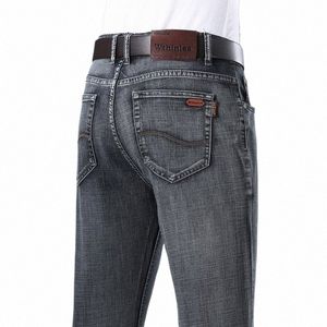 Nouveau Busin Jeans pour hommes Casual Straight Stretch Fi Classique Bleu Gris Travail Denim Pantalon Homme Marque Vêtements Taille 28-40 z5kv #