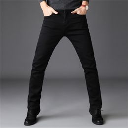 Business Jeans Classic All-match Black hoogwaardige zachte stretch jeans zakelijke mode casual denim broek merk mannen 210318