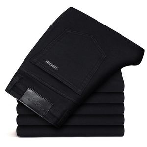 Jeans d'affaires classiques tout-match noir de haute qualité jeans extensibles doux mode d'affaires pantalons en denim décontractés marque hommes 201128