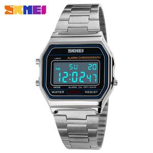 New Business Men Retro horloge waterdicht elektronisch horloge mode persoonlijkheid horloge dunne strip relogio masculino digitale SKMEI