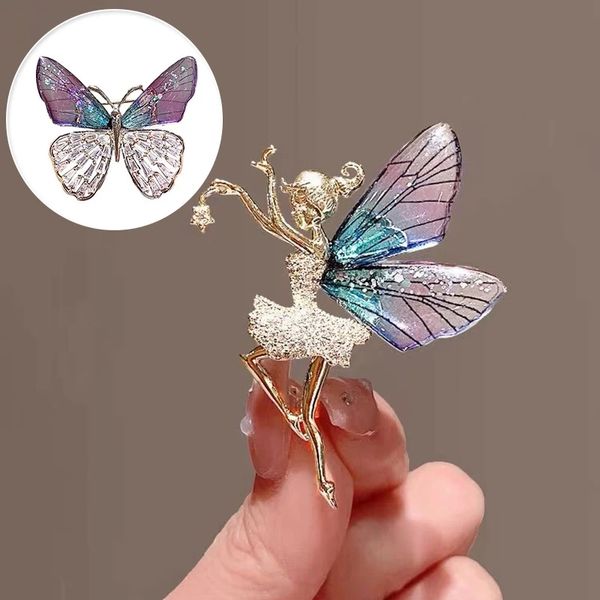 Nouveau papillon fleur broches pour femmes charme ange incrusté Zircon métal épinglette Corsage fête mariage vêtements bijoux cadeaux