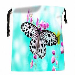 Nouveau sac de rangement imprimé FRS Butterfly 18 * 22cm Sacs à crampons en satin compri sacs Personnalisez vos cadeaux d'image j7oe #