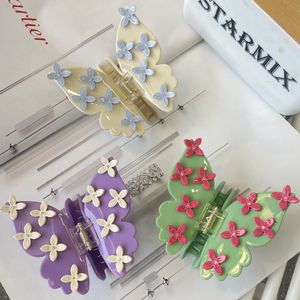 Nieuwe Butterfly Grab Clip, 3D Flower Hair Clip, Stipped Diamond, Advanced Feel, Back Head Lepel, Pan Hair Shark Clip