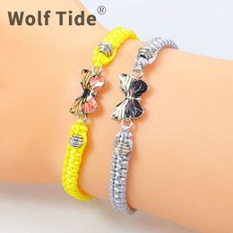 Nouveau Bracelet tricoté papillon réglable tissé Ope saint valentin meilleur ami Couple papillon bijoux Bracelets breloques Vsco amitié Mujer cadeaux en gros