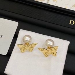 Nouveau papillon perle broche lettre boucles d'oreilles style rétro nouvelles boucles d'oreilles boucles d'oreilles